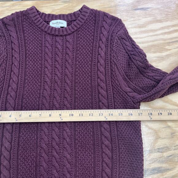 Goodfellow & Co. Chunky Cable Knit Fisherman Sweater Men’s Small Burgundy Heavy - Picture 8 of 10